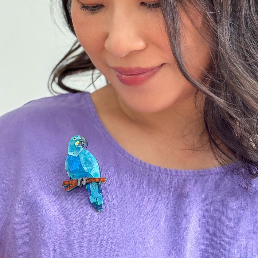 Glaucous Macaw Brooch by Erstwilder by Quirks! at Shirley Shoppe
