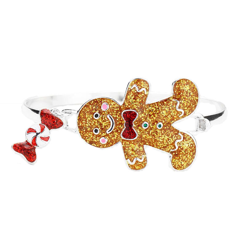 Glittered Gingerbread Man Candy Hook Bracelet