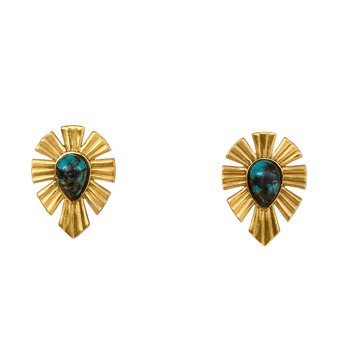 Gold & Bold Stud Earrings - Turquoise by Christina Greene at Shirley Shoppe