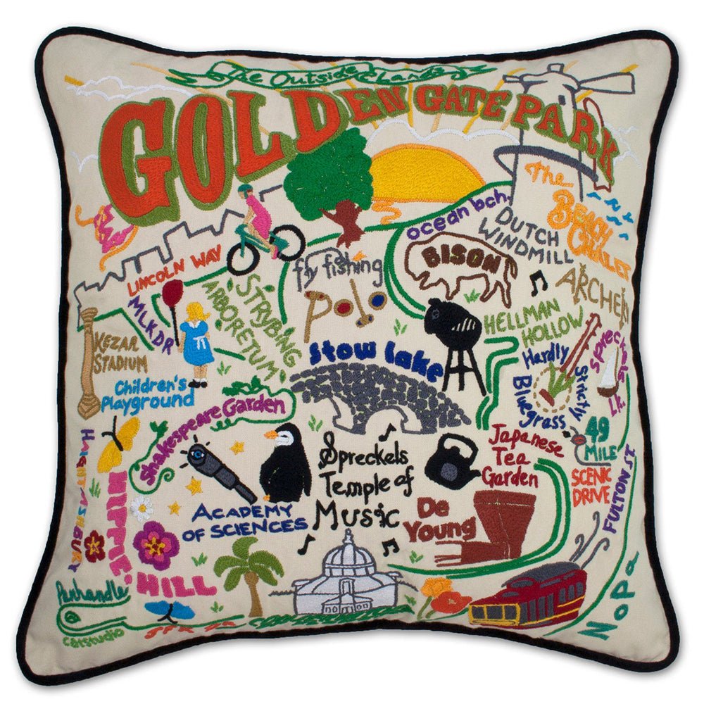 Golden Gate Park Hand - Embroidered Pillow by Quirks! at Shirley Shoppe