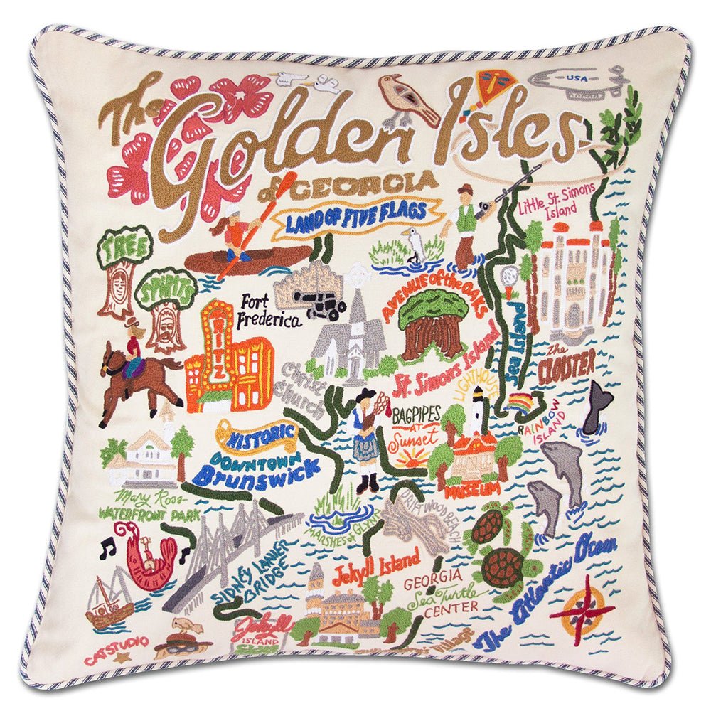 Golden Isles Hand - Embroidered Pillow by Quirks! at Shirley Shoppe