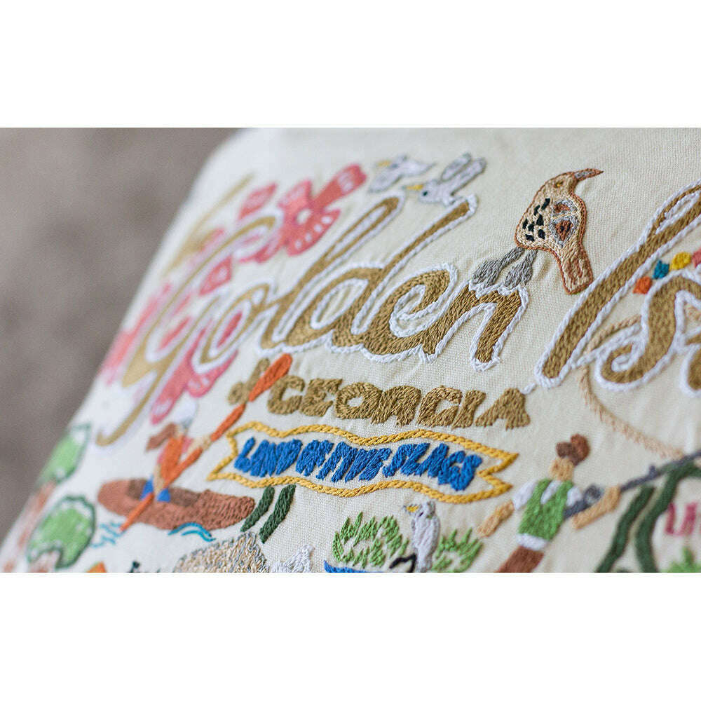 Golden Isles Hand-Embroidered Pillow