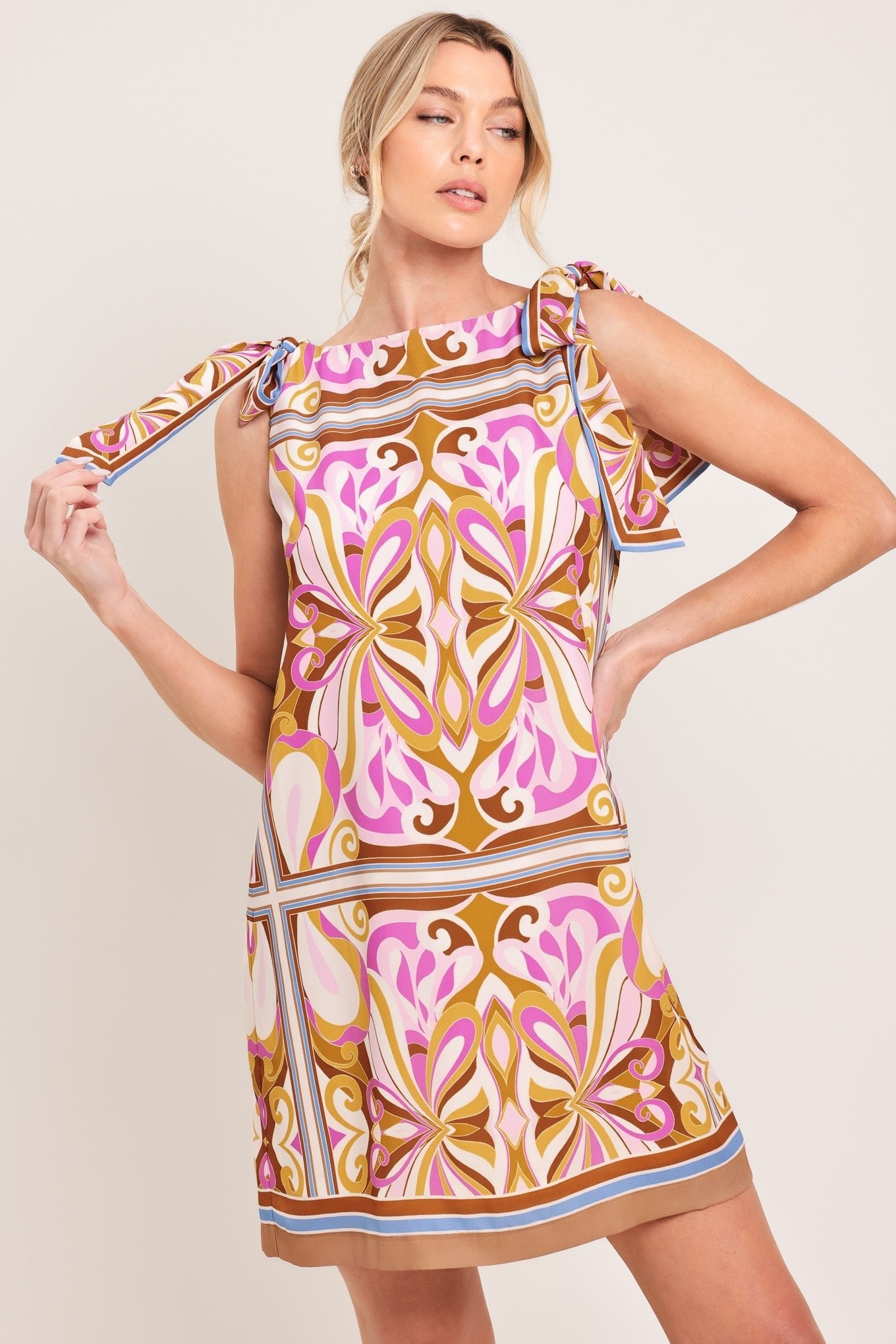 GOLDEN PSYCHE WOVEN MINI DRESS by Flying Tomato at Shirley Shoppe