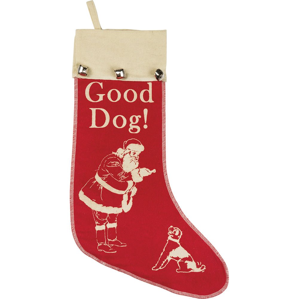 Good Dog Vintage Style Felt Stocking by Quirks! at Shirley Shoppe