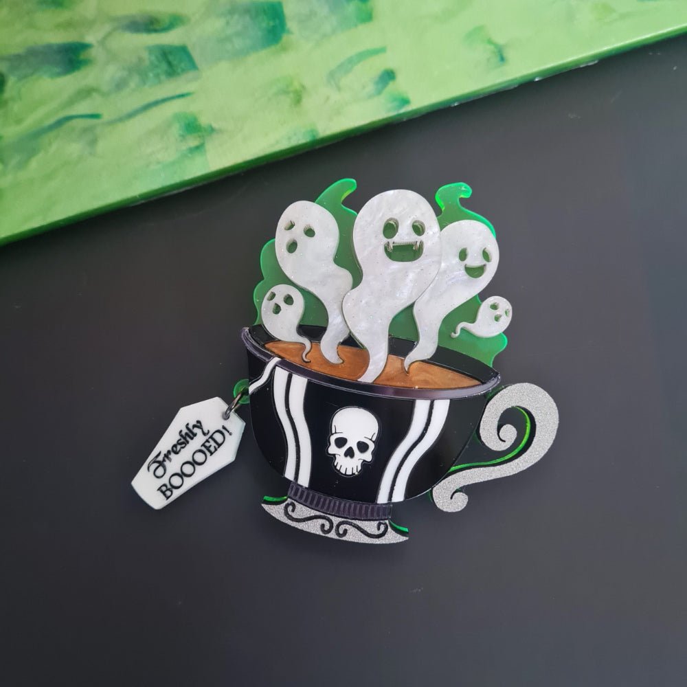 Gothic Ghost Teacup Brooch by Cherryloco by Quirks! at Shirley Shoppe