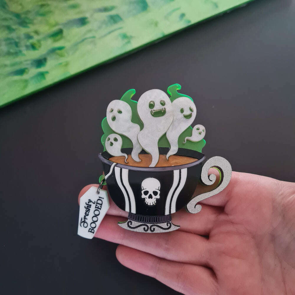 Gothic Ghost Teacup Necklace by Cherryloco Jewellery
