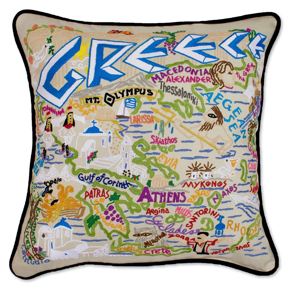 Greece Hand - Embroidered Pillow by Quirks! at Shirley Shoppe