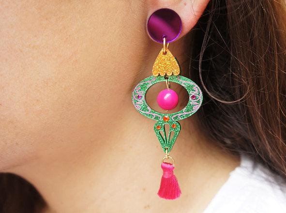 Green Christmas Ornament Earrings by Laliblue by Quirks! at Shirley Shoppe
