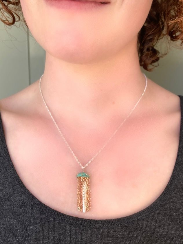 Green Copper Jellyfish Necklace by Alison Morse at Shirley Shoppe