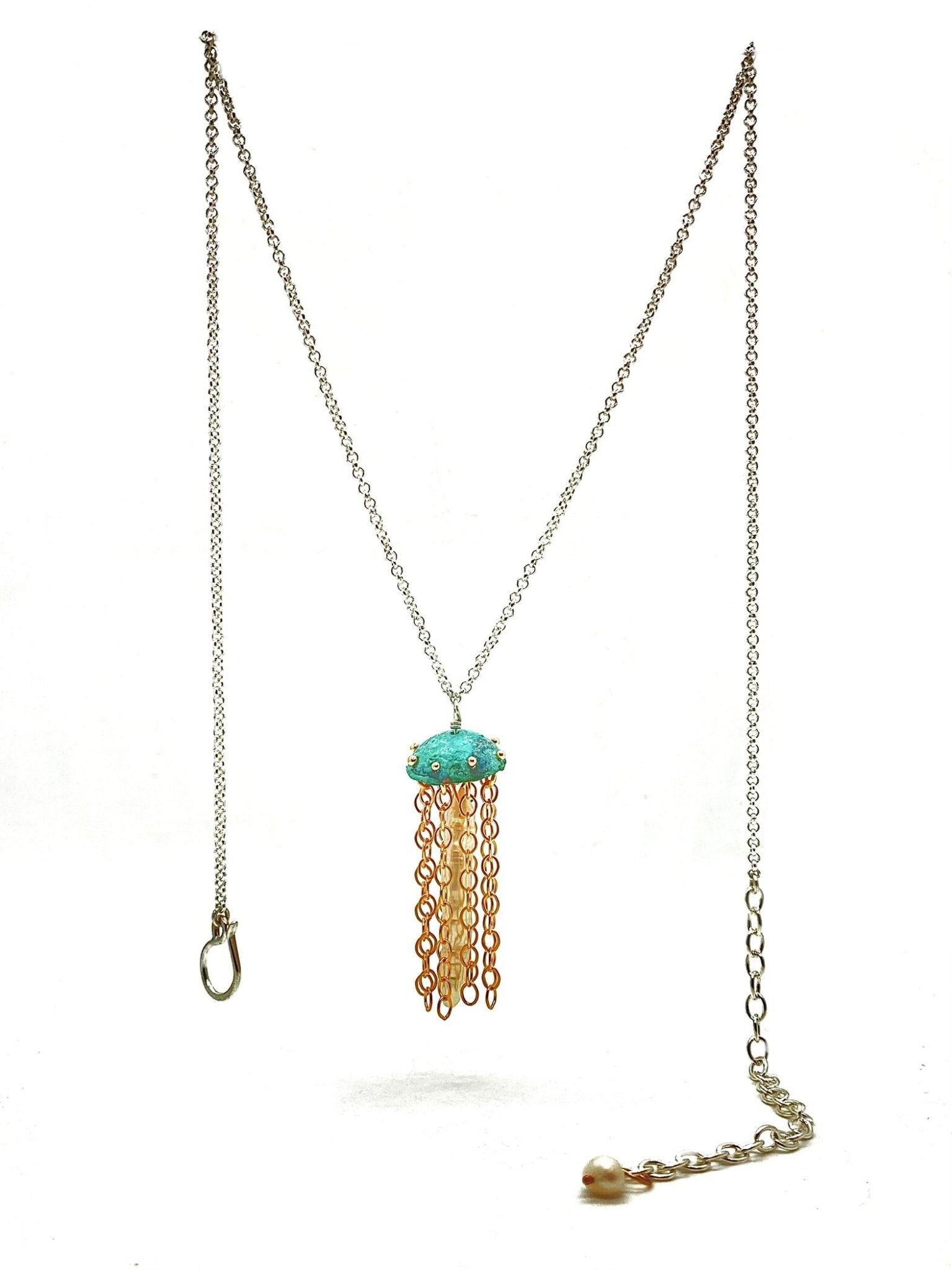 Green Copper Jellyfish Necklace by Alison Morse at Shirley Shoppe