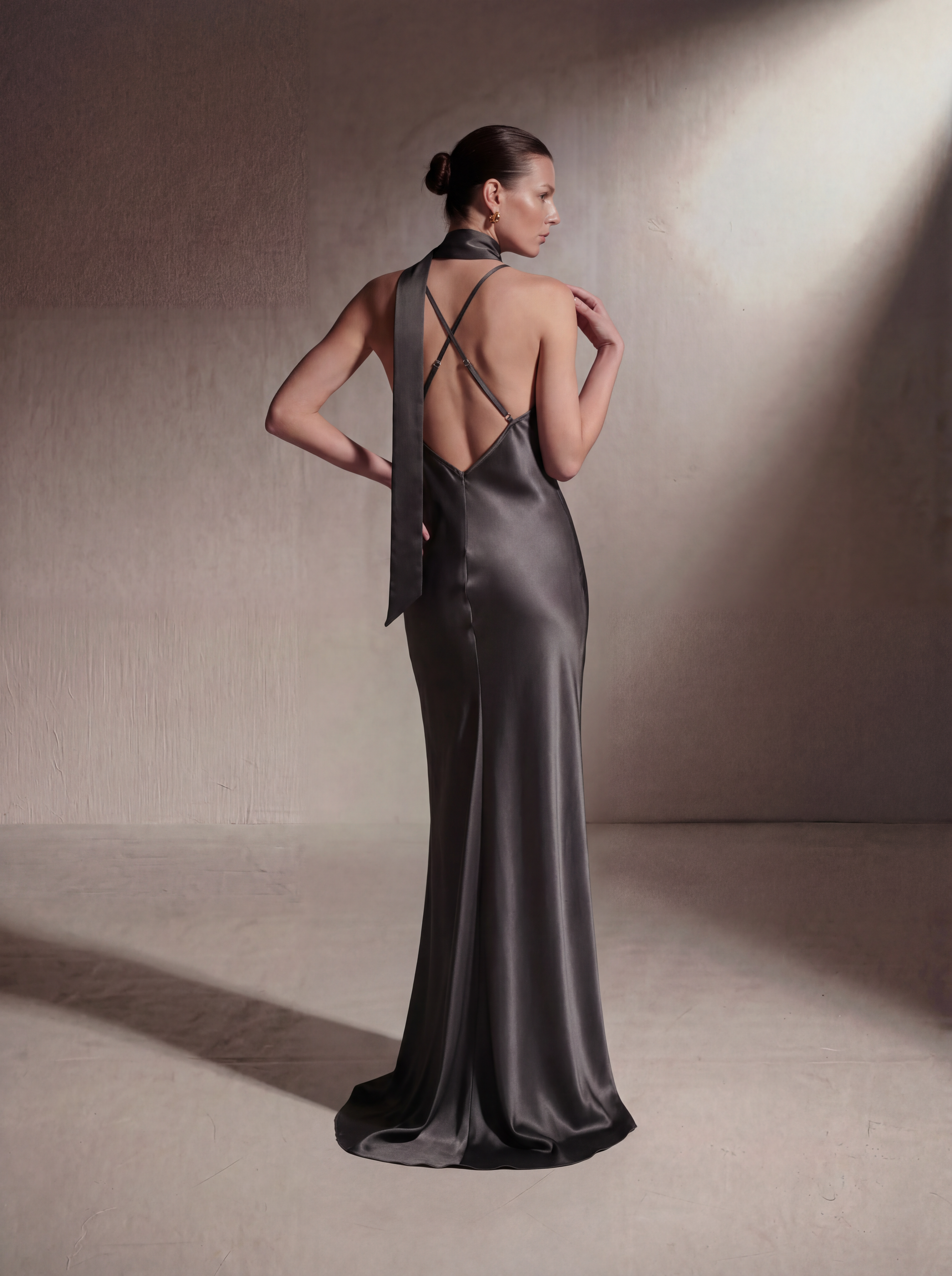 Silk Bias Slip - Gunmetal