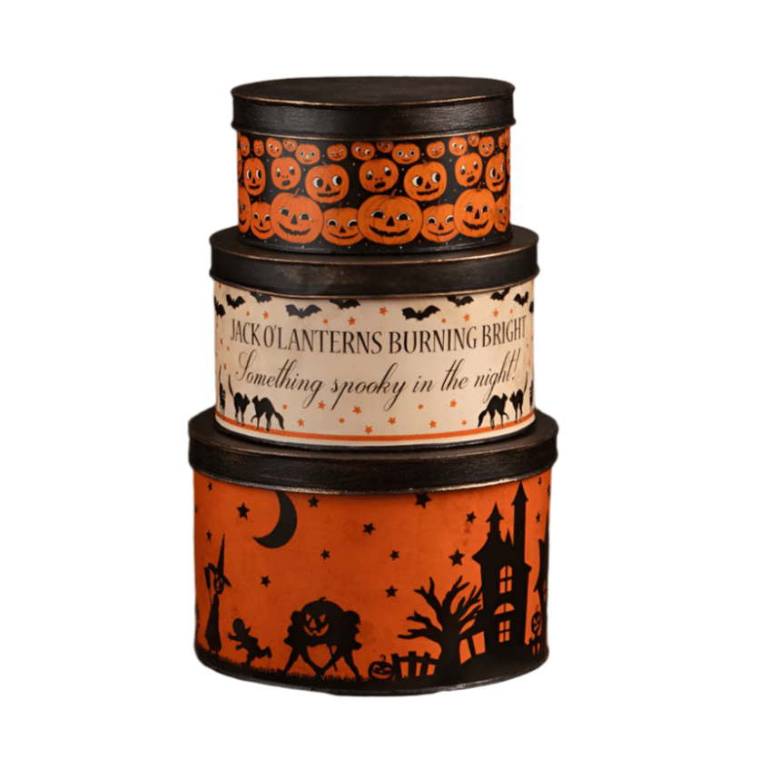 Halloween Vintage Tins Set/3 by Bethany Lowe Designs by Quirks! at Shirley Shoppe