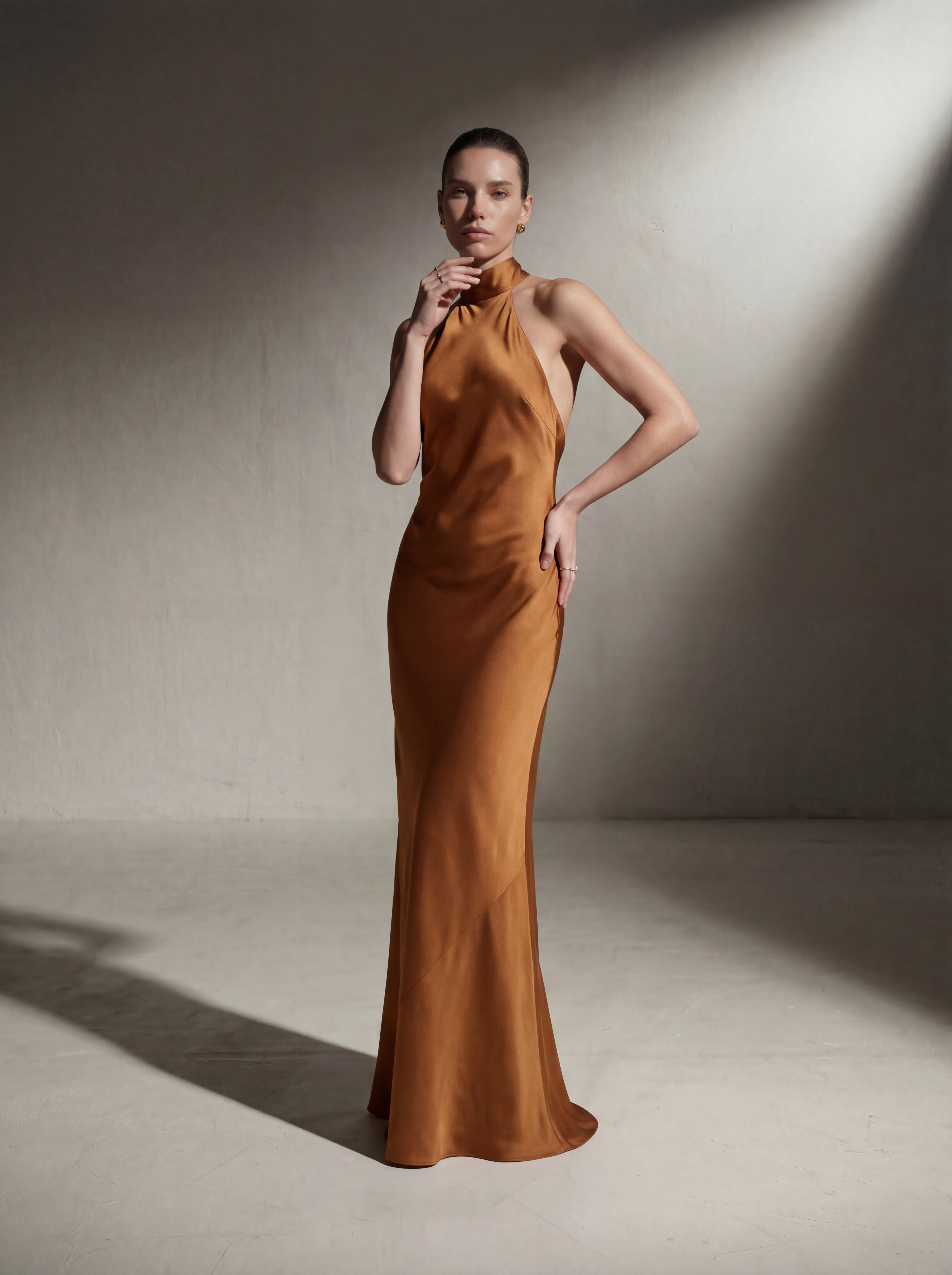 Silk Halter Neck Gown - Copper (Limited Edition)