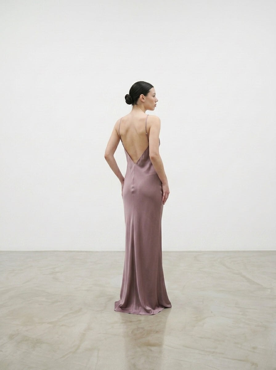 Silk Diamond Gown - Mauve