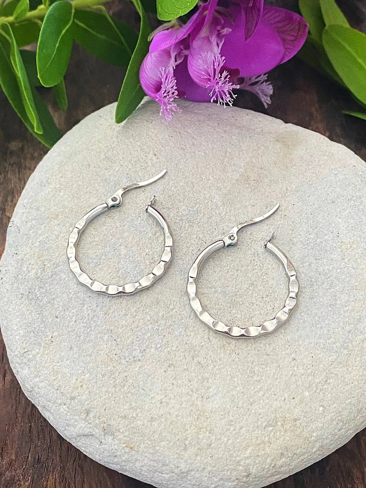HAMMERED HOOPS by Bellaforma Jewelry at Shirley Shoppe