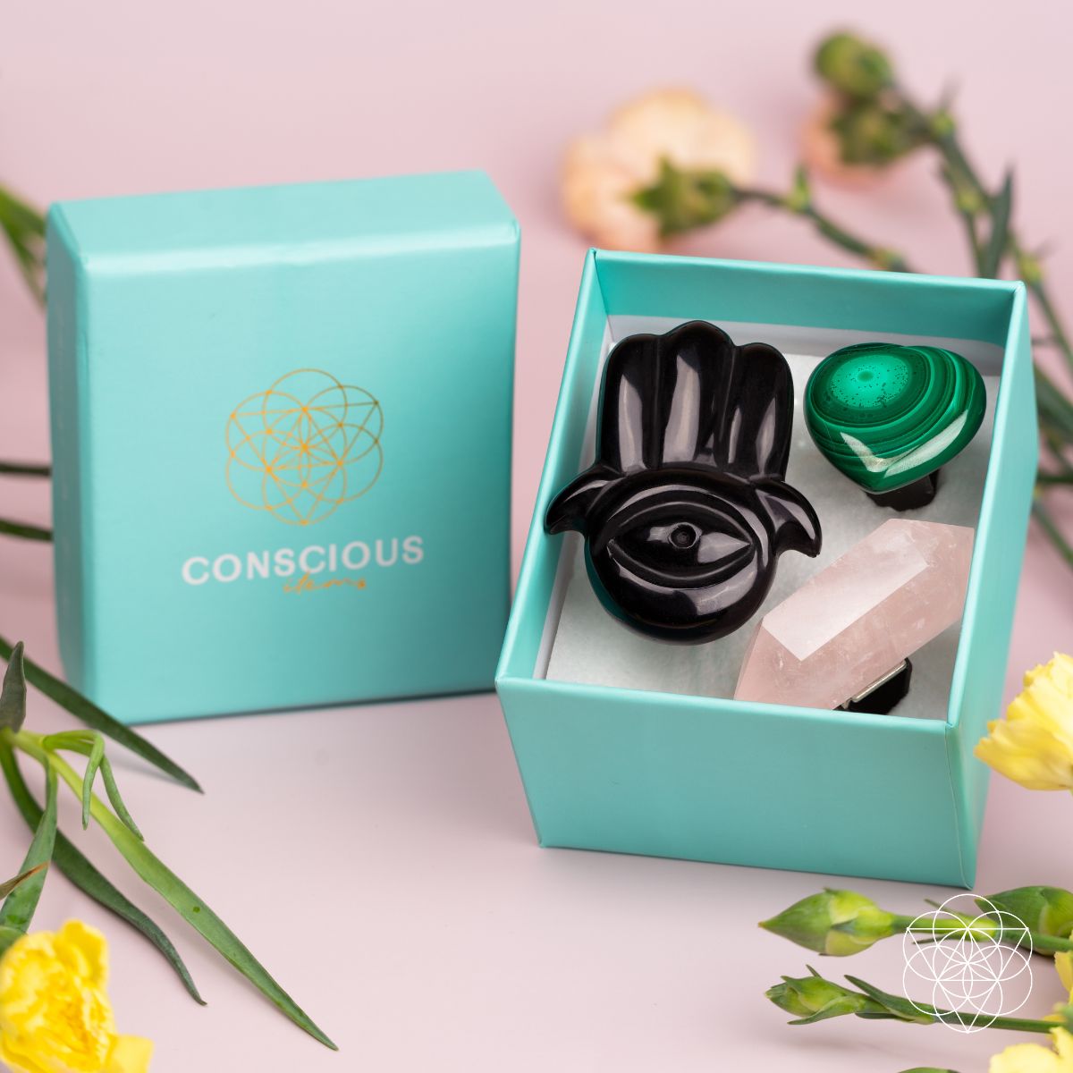 Hamsa Hand of Safe Travels: Aromatherapy Crystal Car Kit by Conscious Items at Shirley Shoppe
