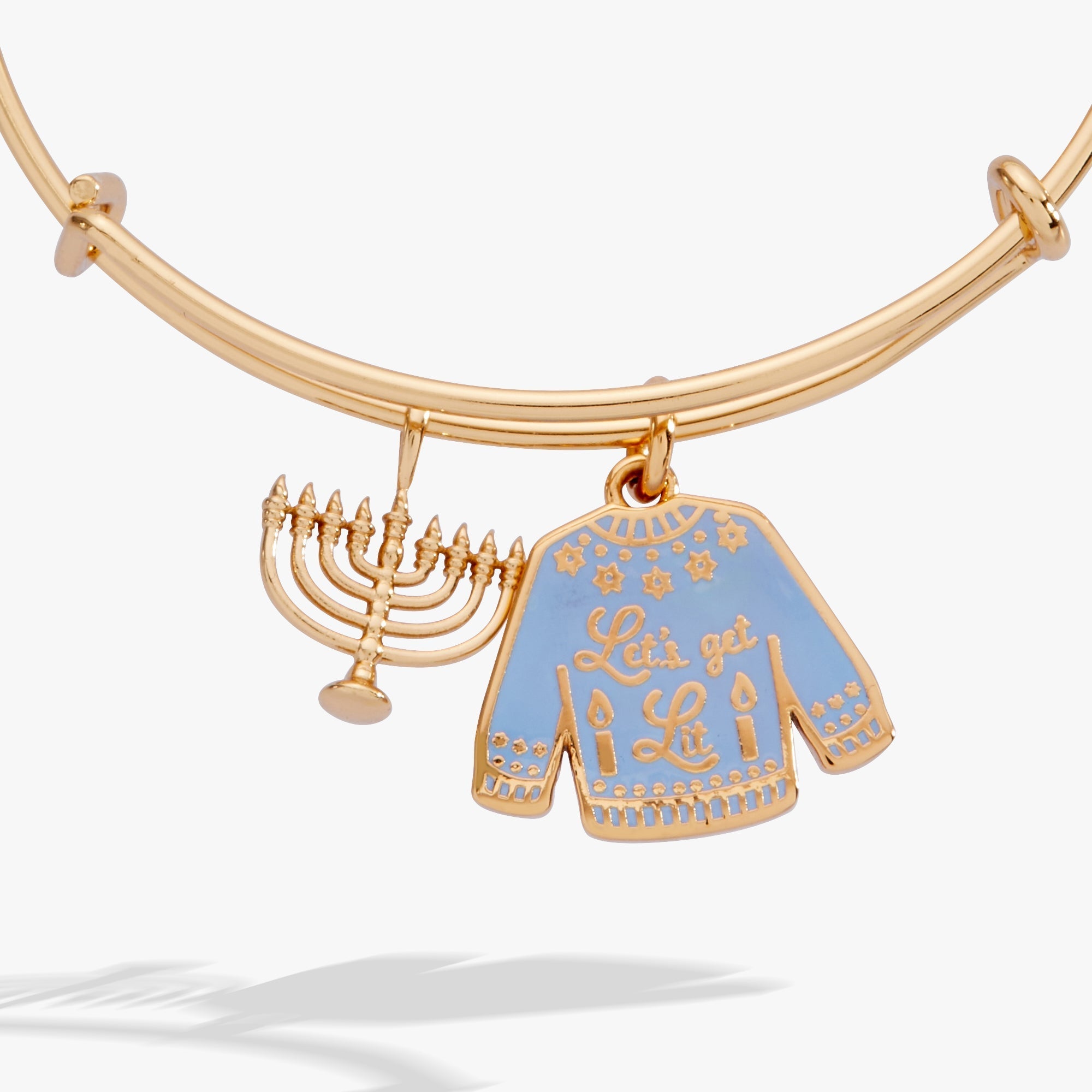 Hanukkah 'Let's Get Lit' Ugly Sweater & Menorah Bangle by ALEX AND ANI at Shirley Shoppe
