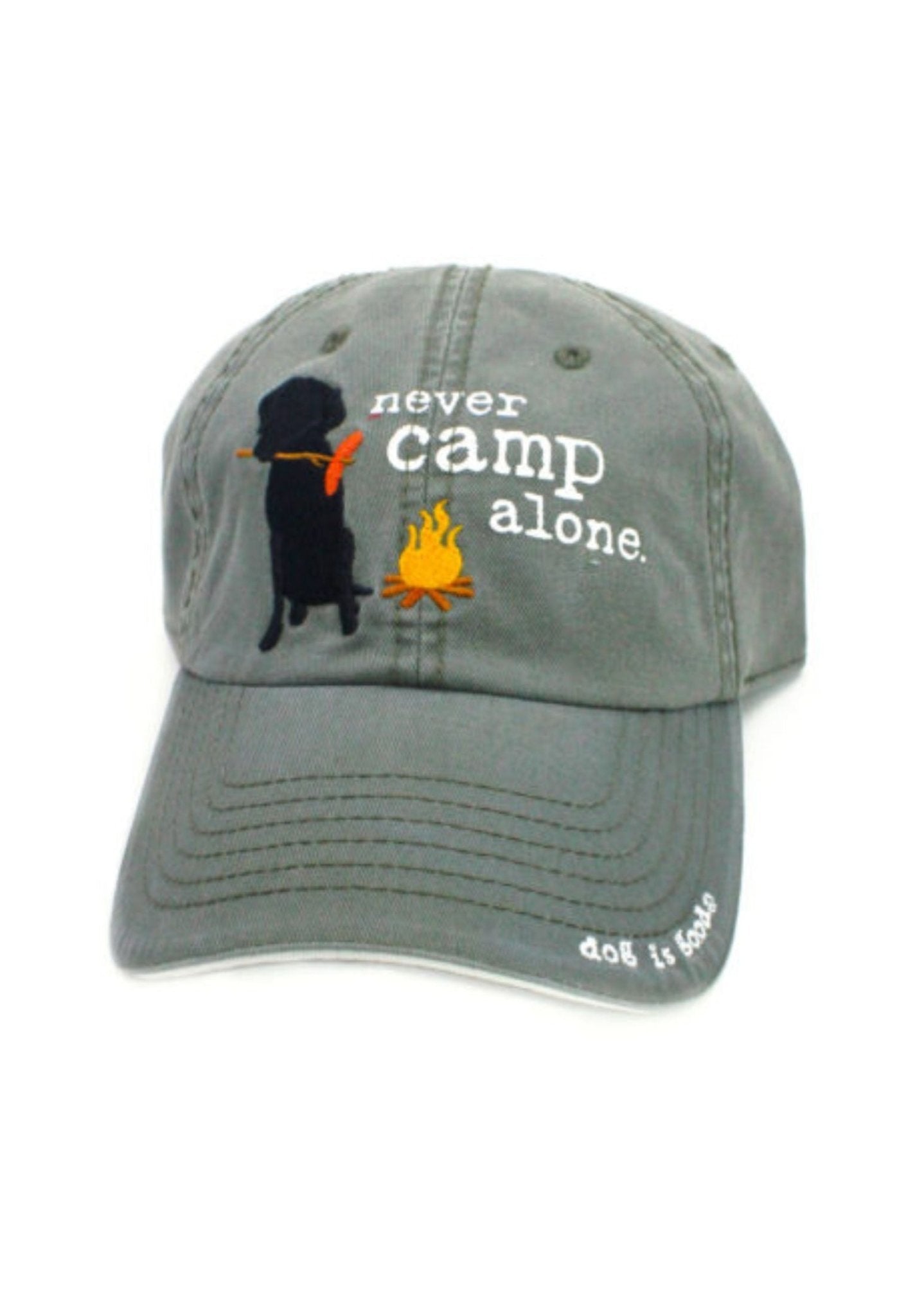Hat: Never Camp Alone by Dog is Good at Shirley Shoppe
