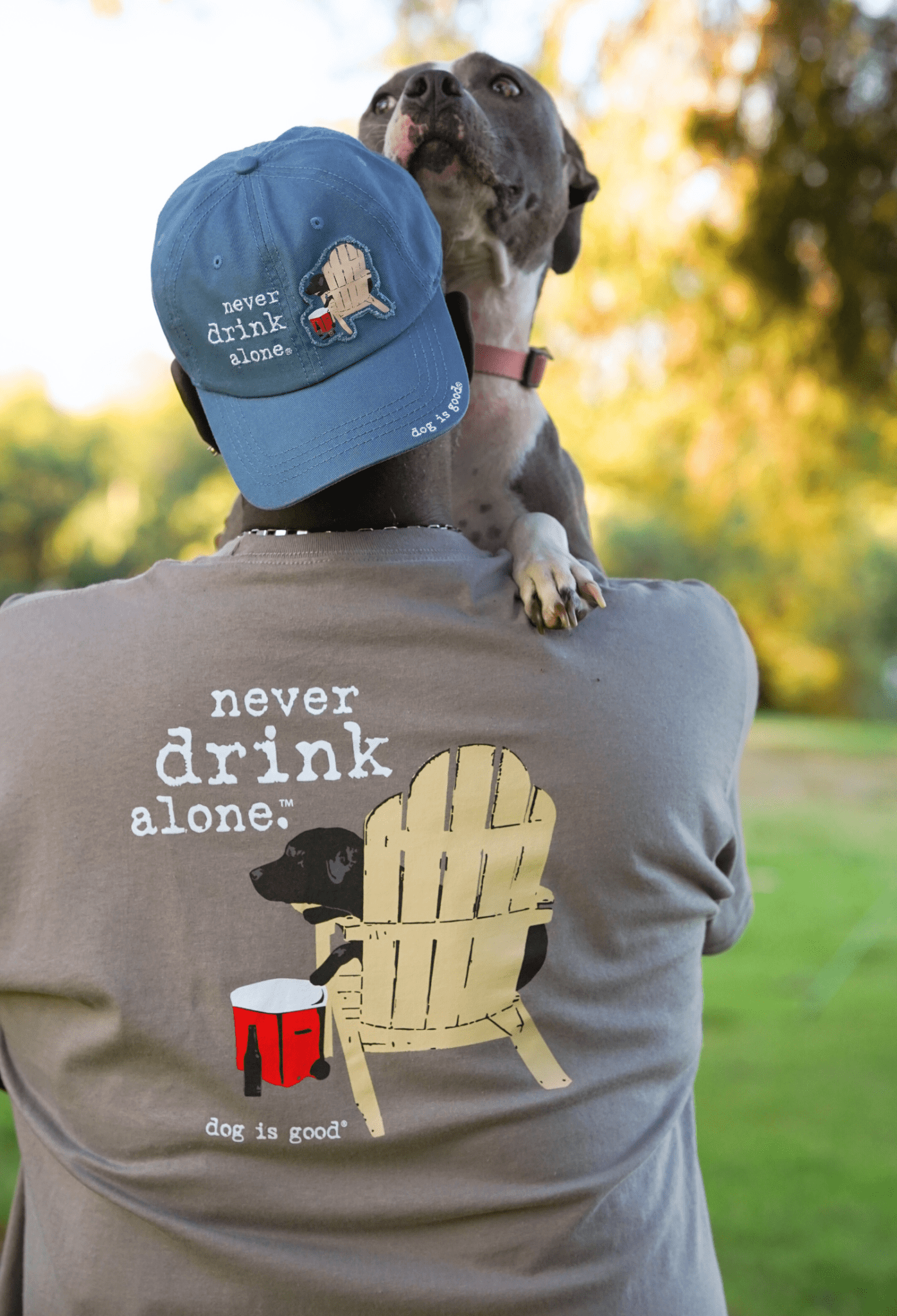 Hat: Never Drink Alone by Dog is Good at Shirley Shoppe