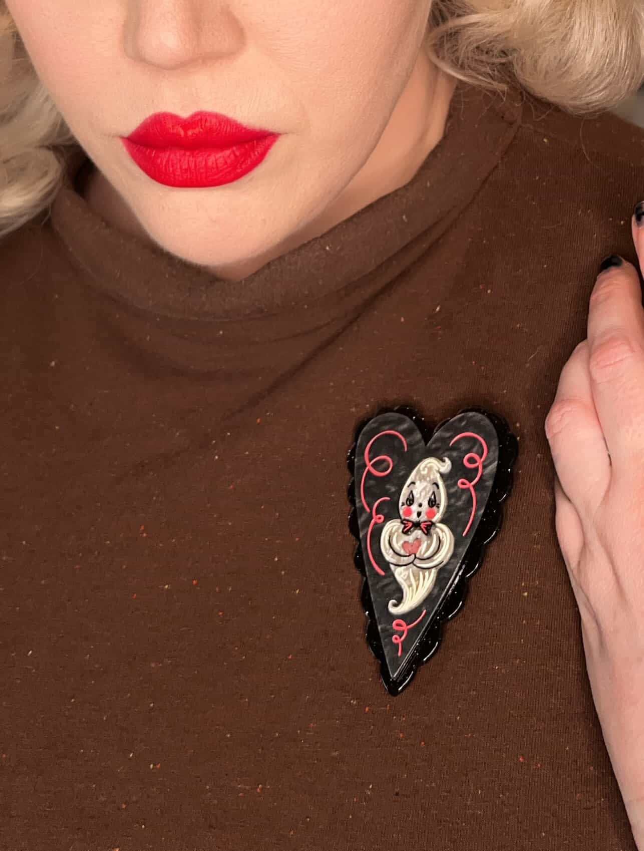 Haunted Heart Brooch by Johanna Parker x Lipstick & Chrome by Quirks! at Shirley Shoppe