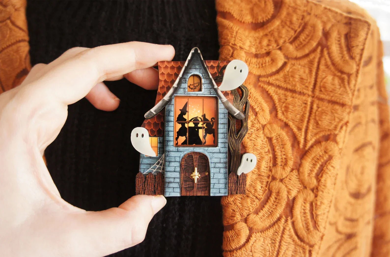 Haunted House Halloween Brooch by Laliblue by Quirks! at Shirley Shoppe