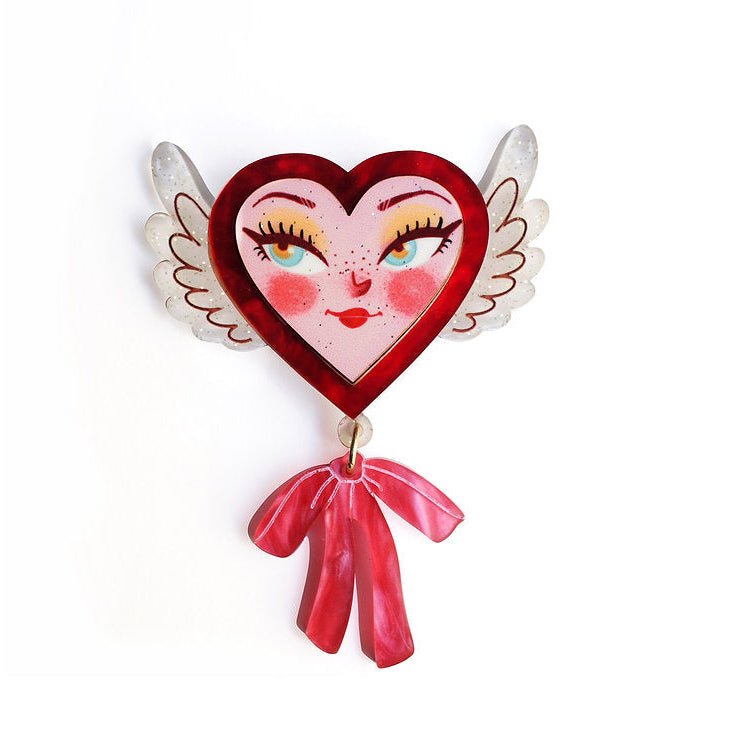 Heart with Wings Brooch by Laliblue – Retro Kitschy Statement Brooch for Collectors by Quirks! at Shirley Shoppe