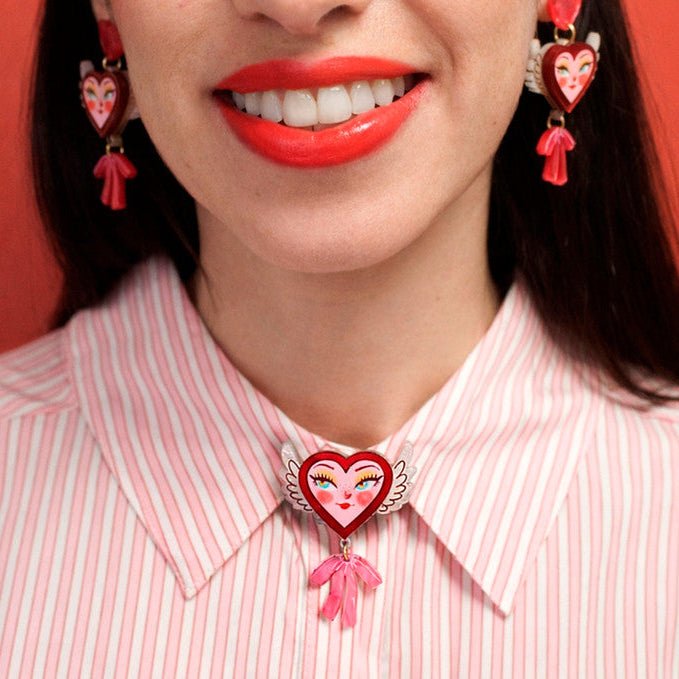 Heart with Wings Button Cover by Laliblue – Retro Statement Jewelry Laliblue by Quirks! at Shirley Shoppe