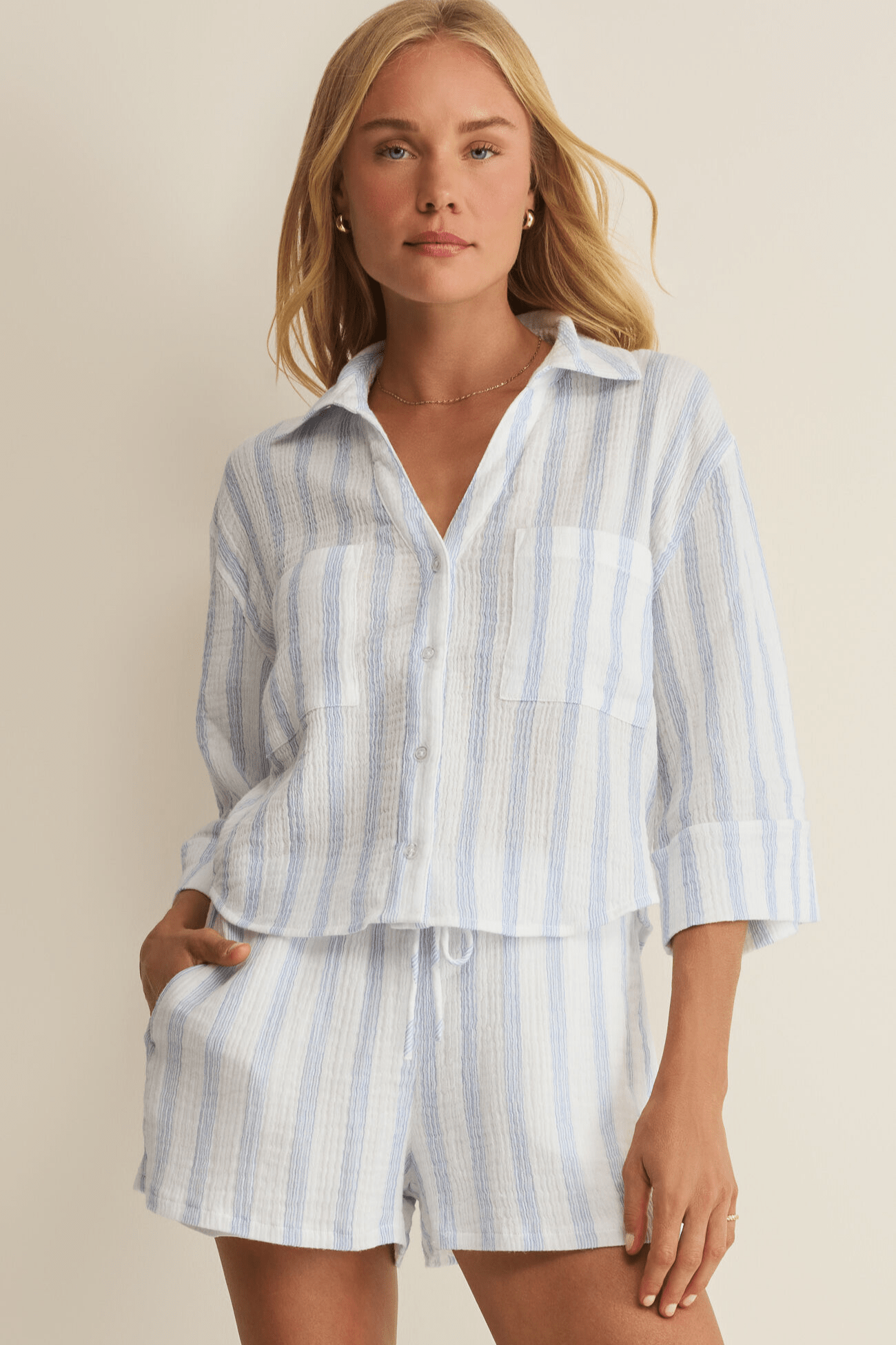 HELENA STRIPED SHIRT by z supply at Shirley Shoppe
