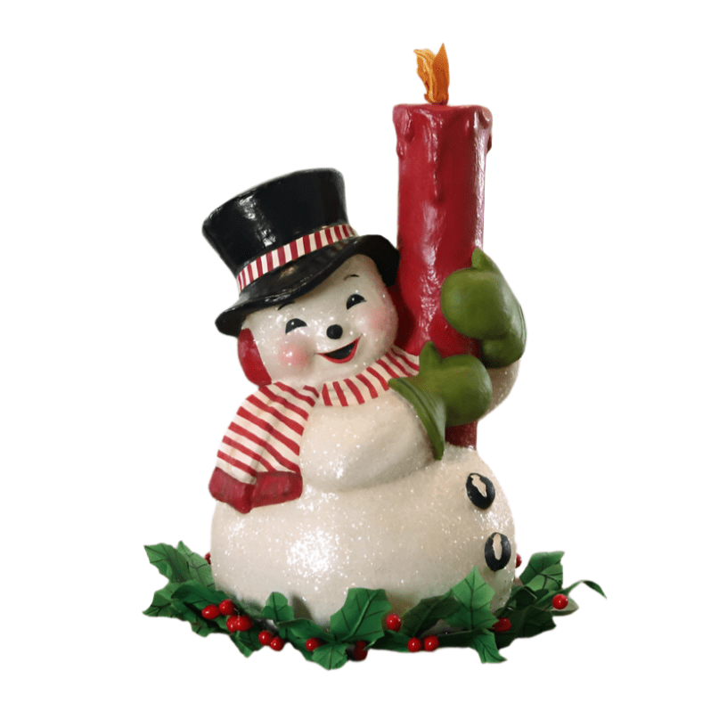 Holly Berry Snowman and Candle by Bethany Lowe Designs by Quirks! at Shirley Shoppe