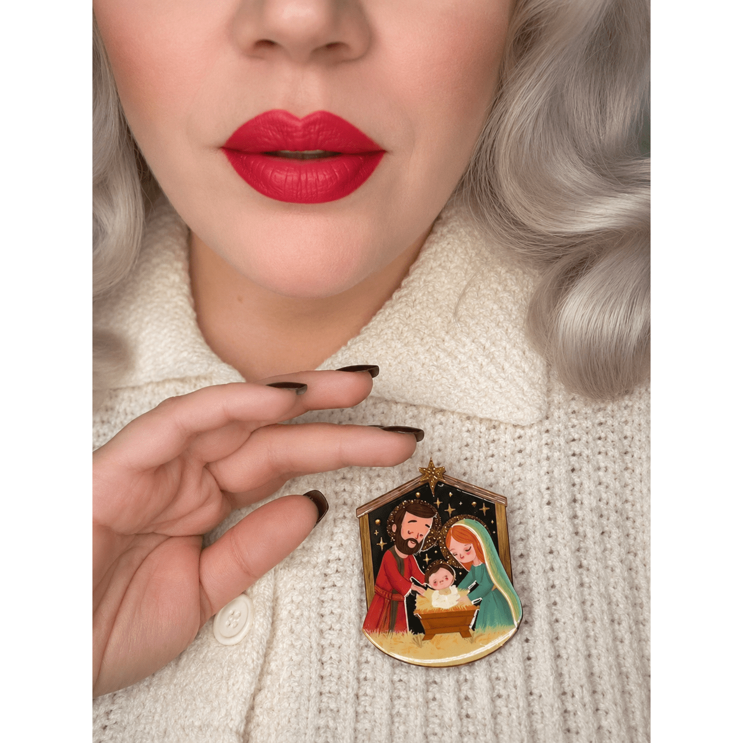 Holy Night Nativity Brooch by Lipstick & Chrome