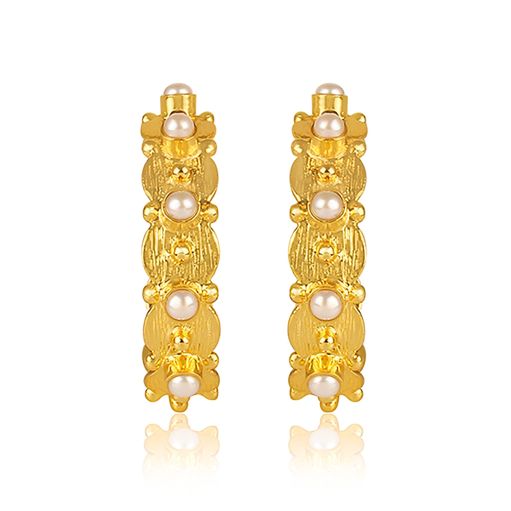 Honeysuckle Hoop Earrings - Pearl by Christina Greene at Shirley Shoppe