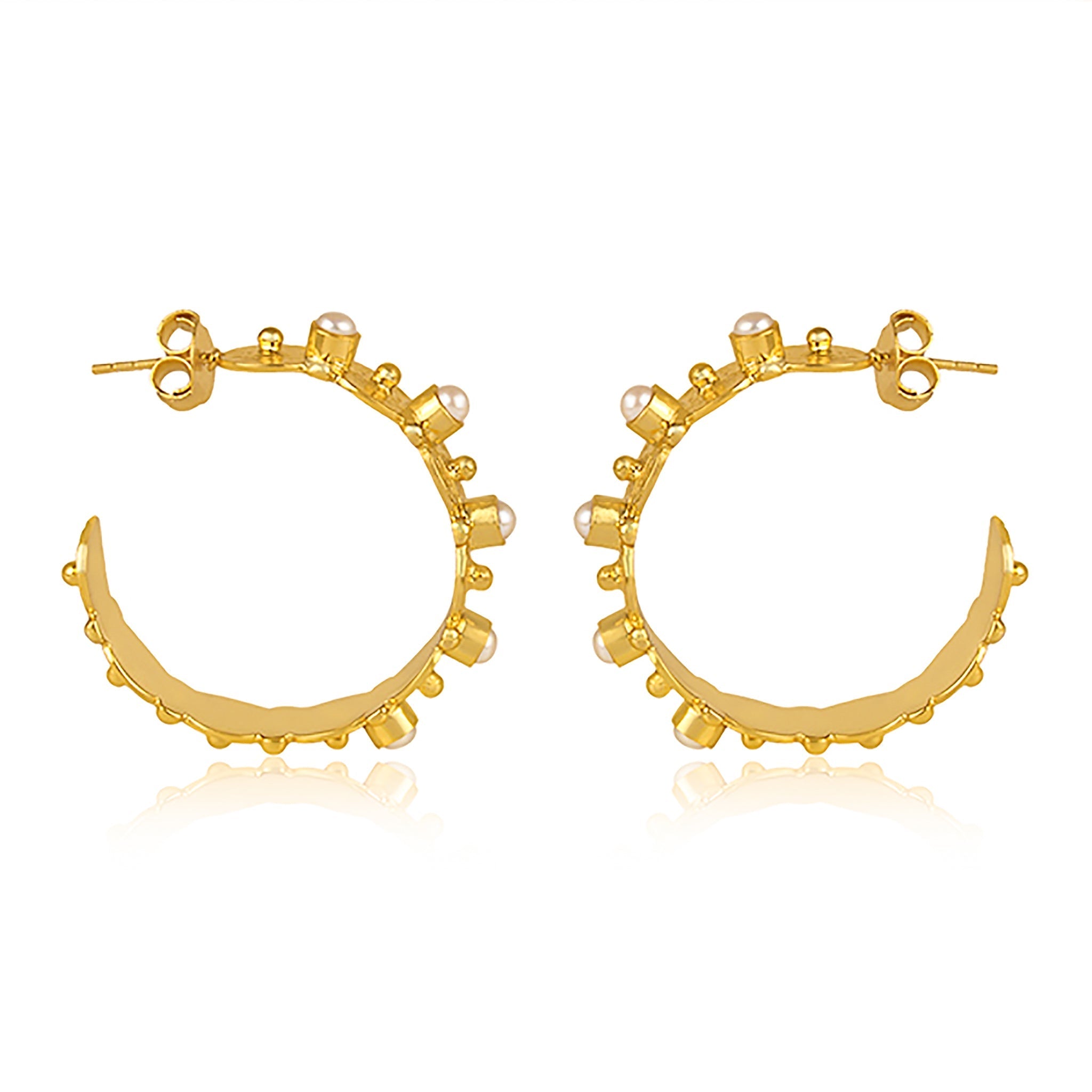 Honeysuckle Hoop Earrings - Pearl by Christina Greene at Shirley Shoppe