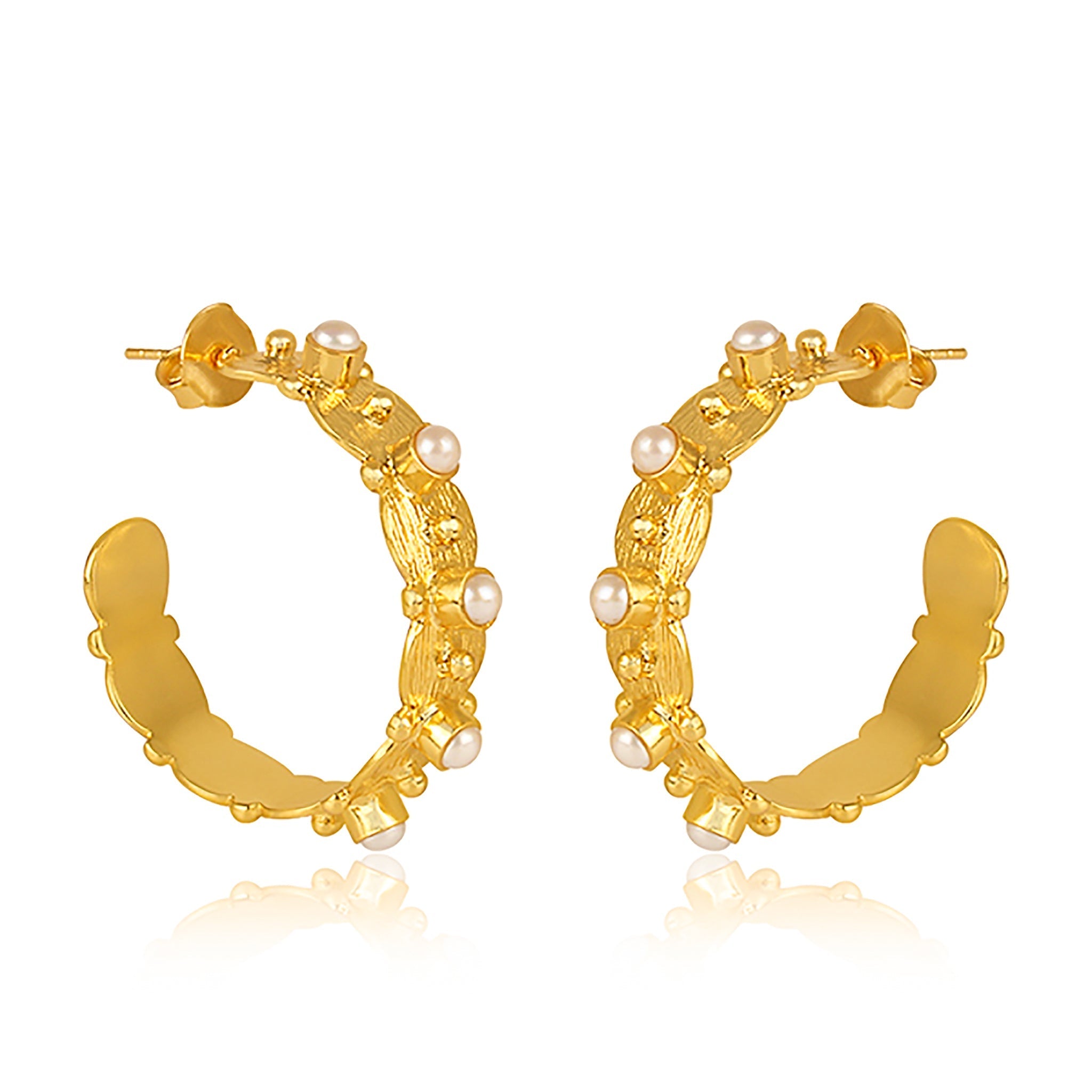 Honeysuckle Hoop Earrings - Pearl by Christina Greene at Shirley Shoppe