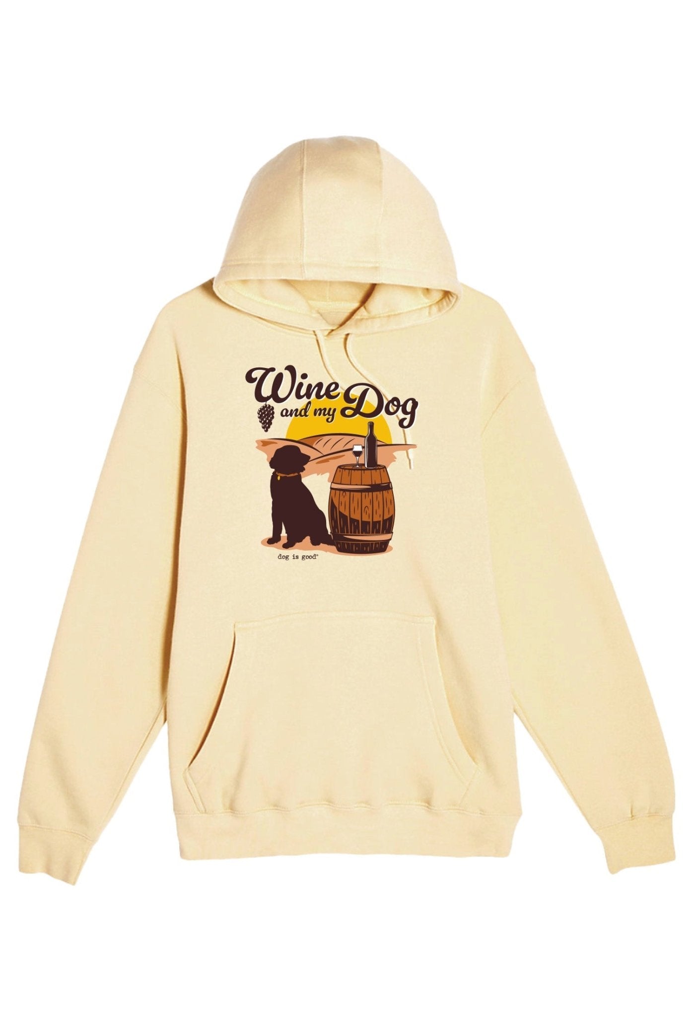 Hoodie: Wine & My Dog (Yellow Cream) by Dog is Good at Shirley Shoppe