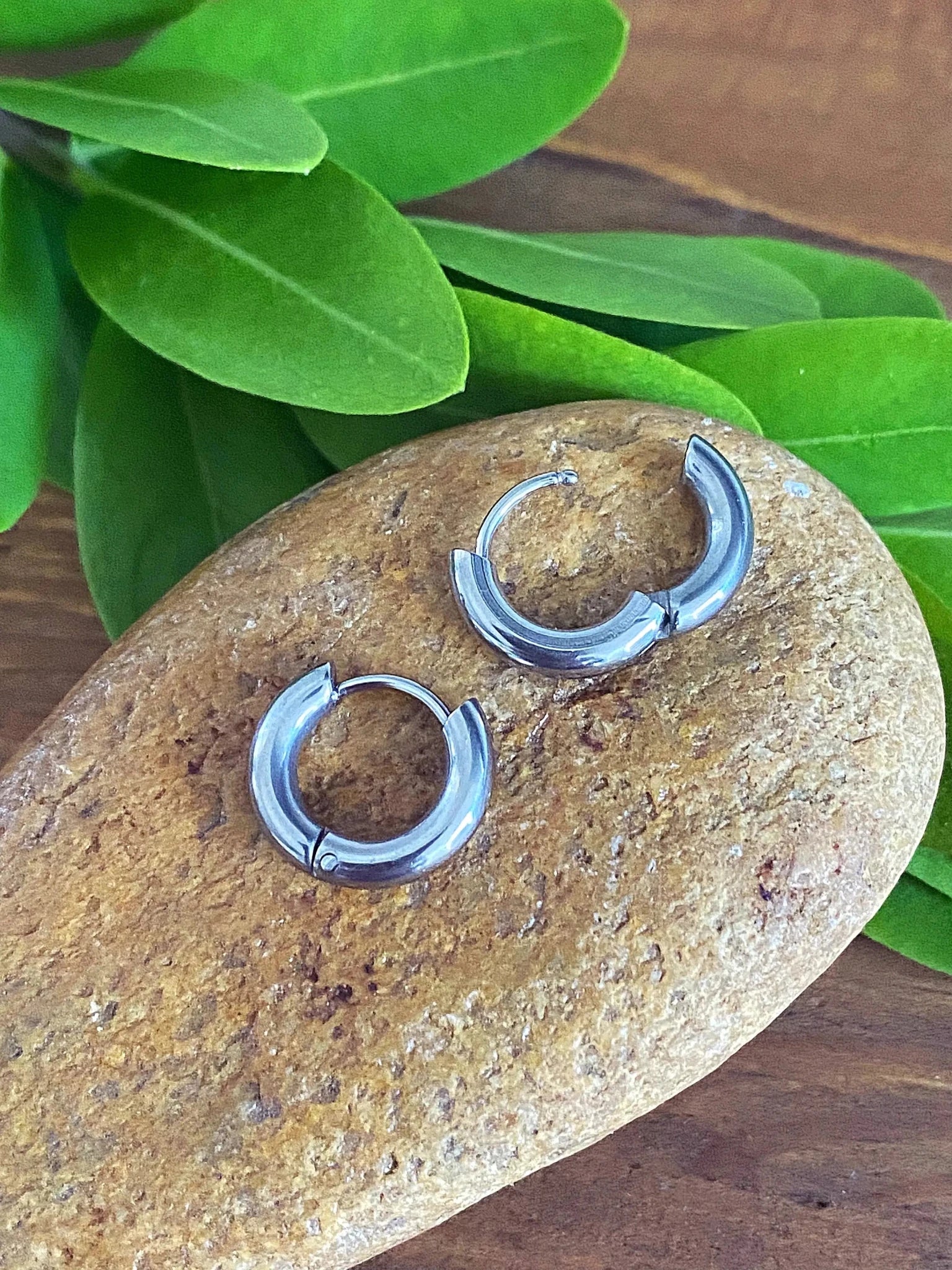 HUGGIE HOOP EARRINGS by Bellaforma Jewelry at Shirley Shoppe