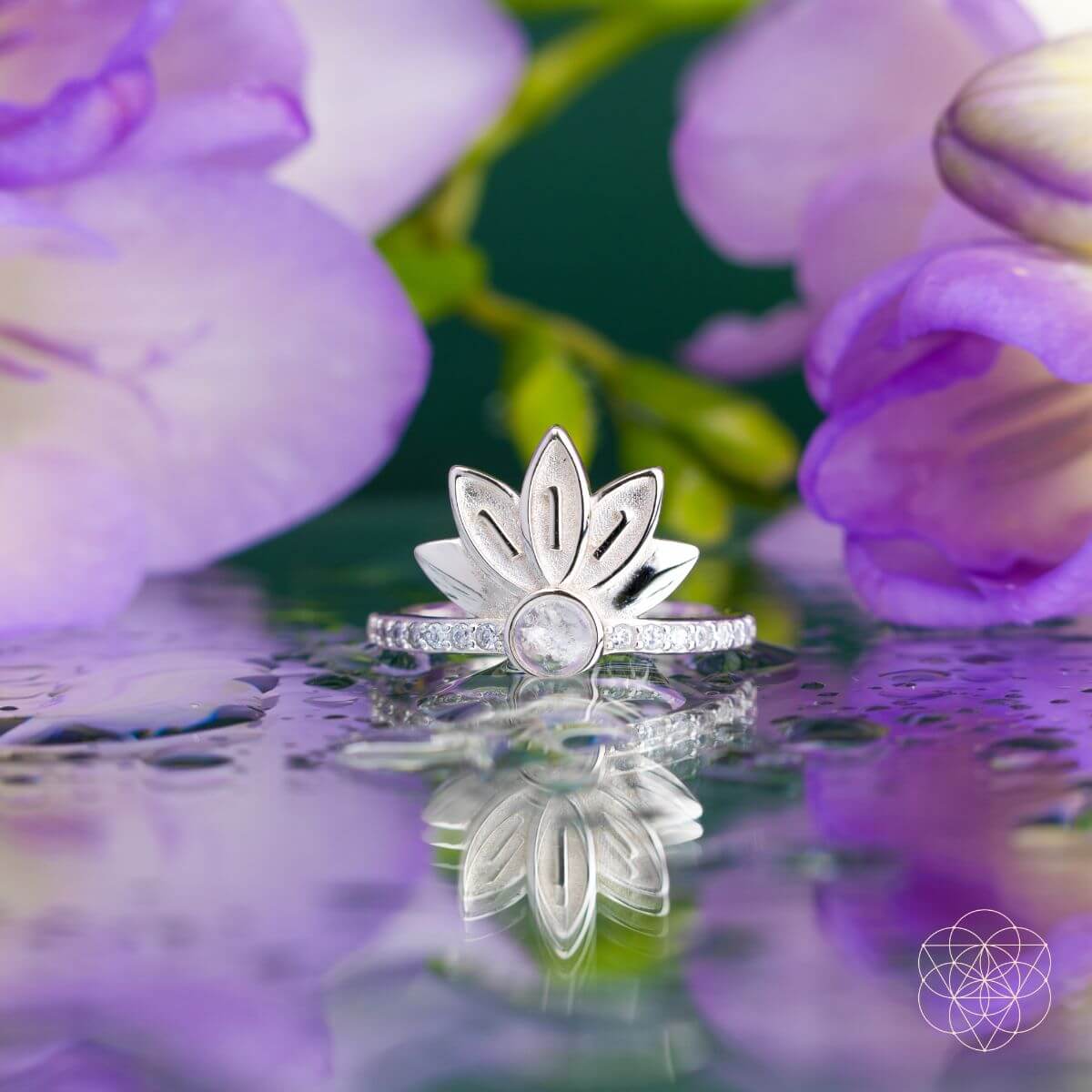 I Am Divinely Guided: 111 Angel Number Silver Lotus Ring by Conscious Items at Shirley Shoppe