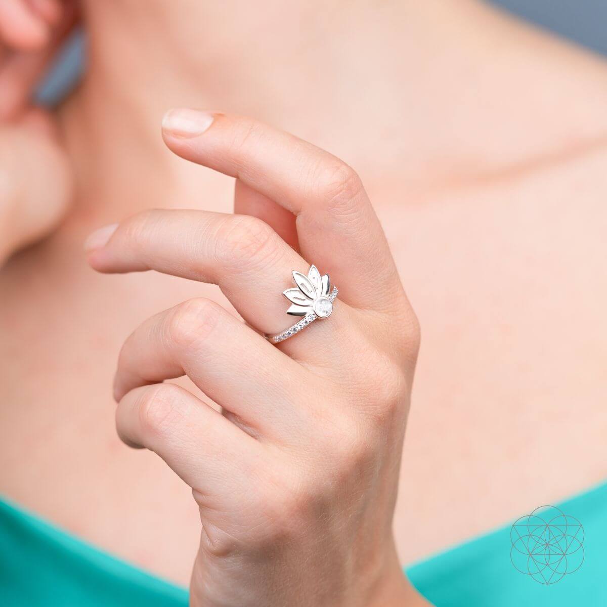 I Am Divinely Guided: 111 Angel Number Silver Lotus Ring by Conscious Items at Shirley Shoppe