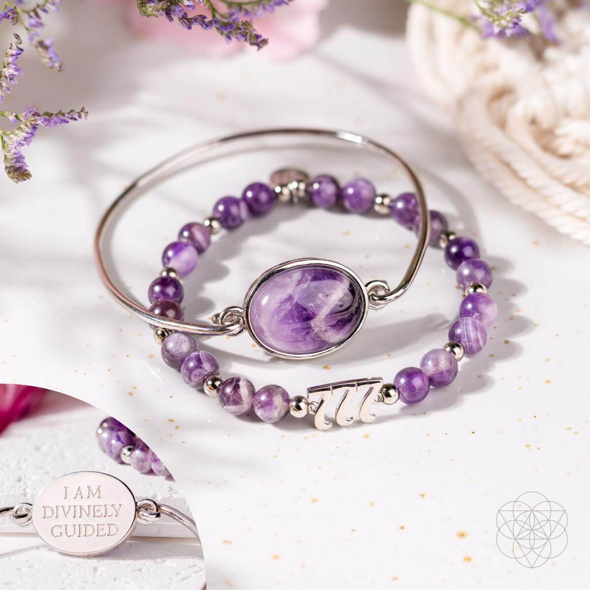 I Am Fortunate - 777 Lucky Amethyst Bracelet Set by Conscious Items at Shirley Shoppe