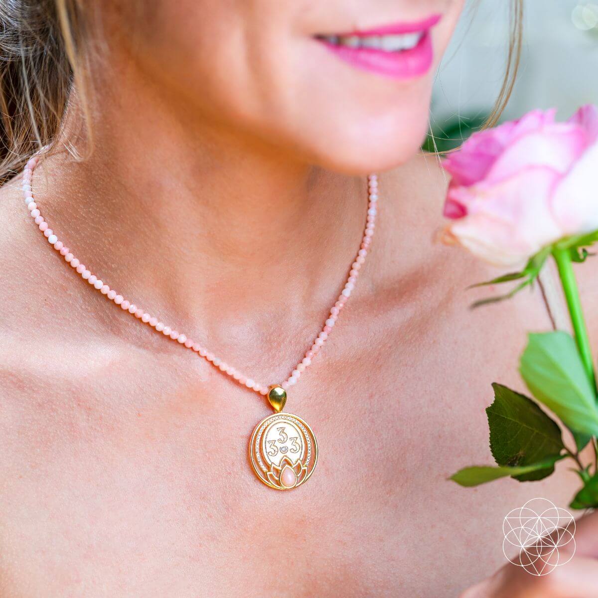 I Am Love - 333 Pink Opal Silver Necklace of True Love by Conscious Items at Shirley Shoppe