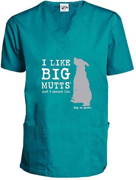 I Like Big Mutts Scrub Top (Teal) by Dog is Good at Shirley Shoppe