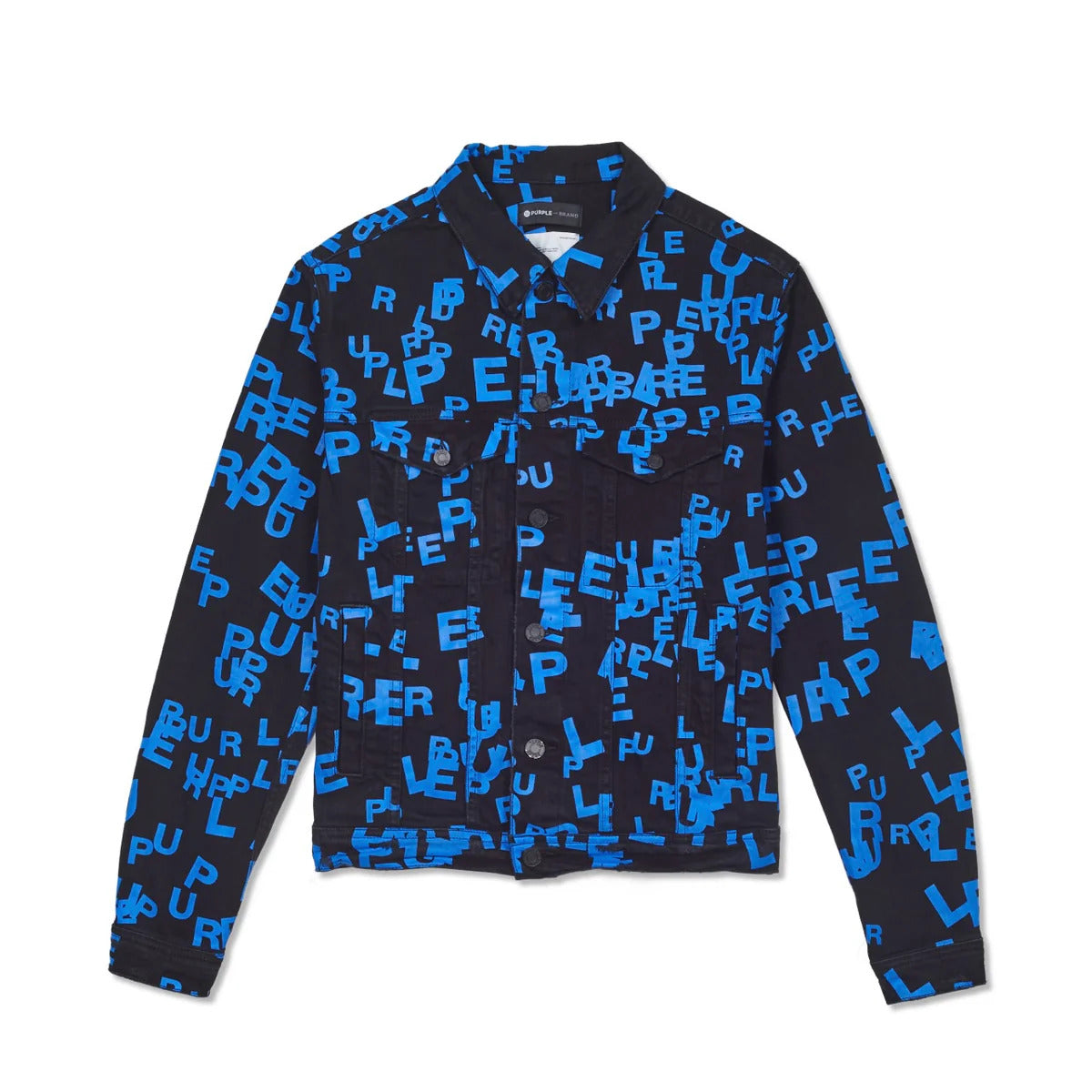 PURPLE BRAND BLUE LETTER PRINT DENIM JACKET