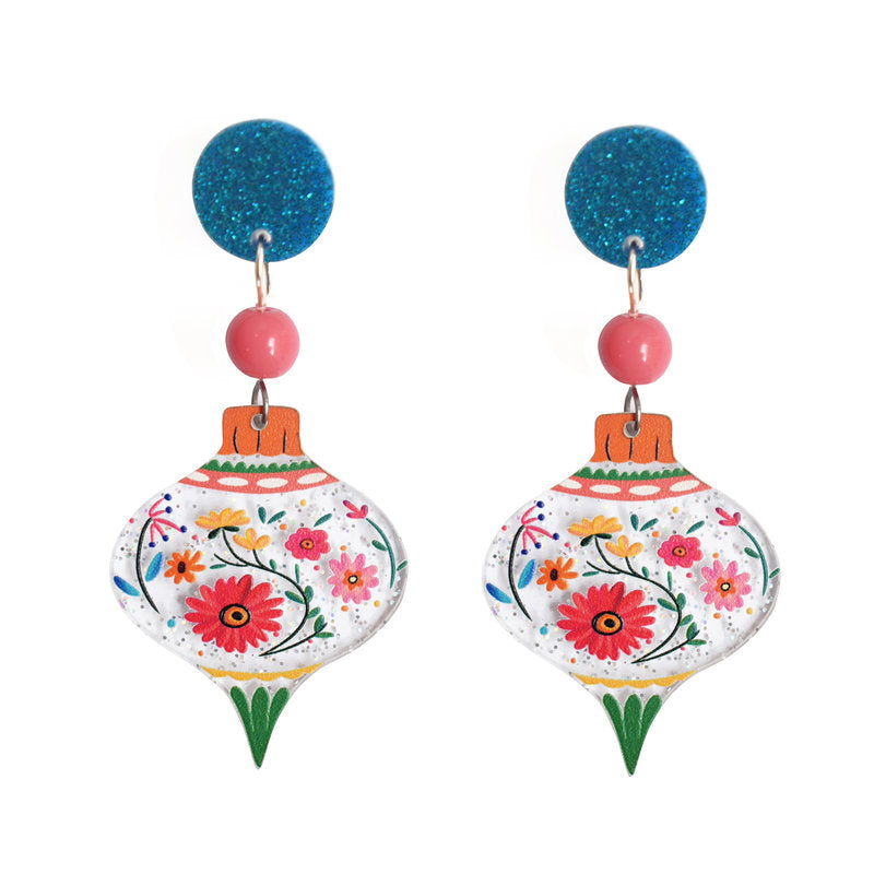 Floral Christmas Ball Earrings by Laliblue – Retro Statement Jewelry Laliblue