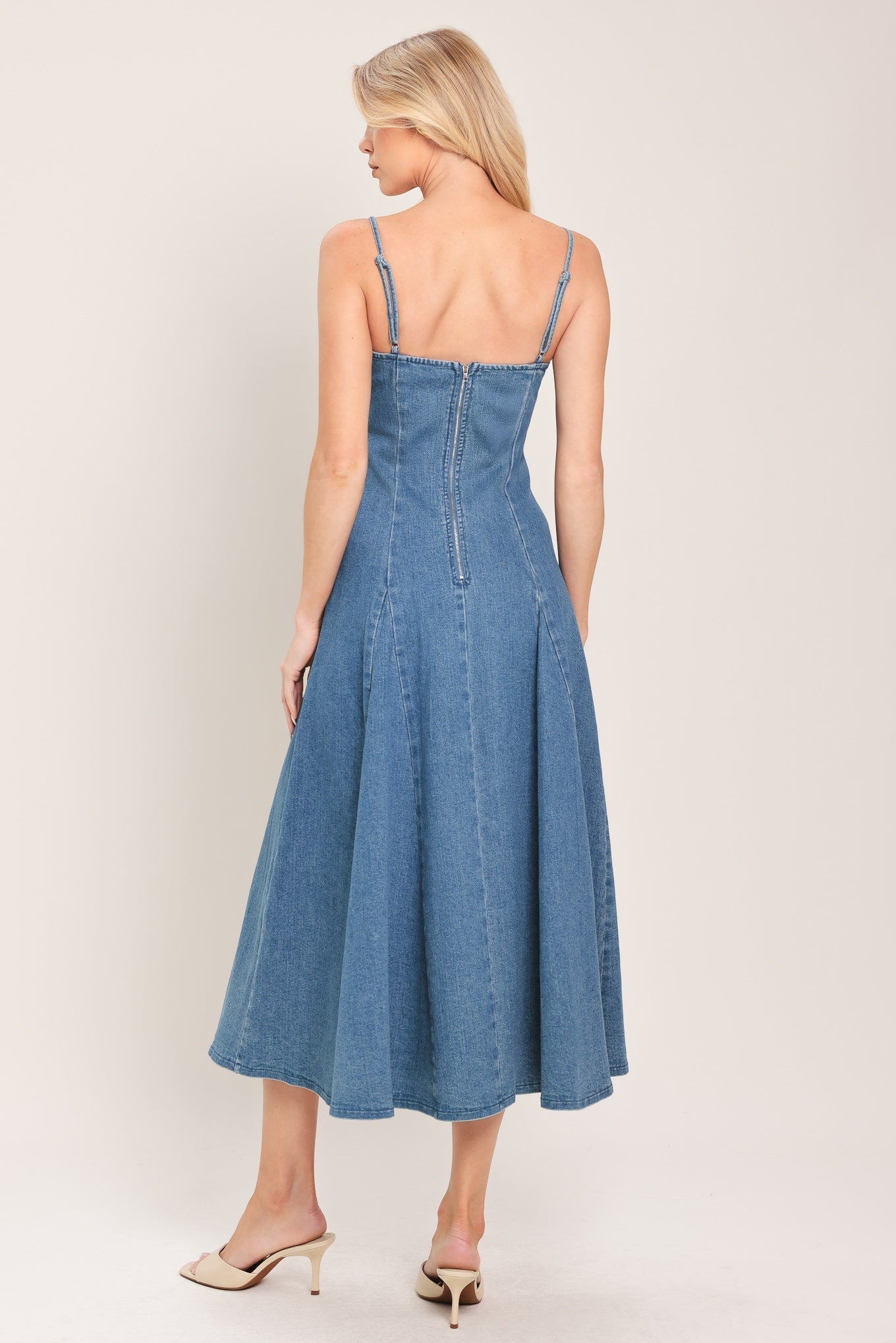 INDIGO WHISPER DENIM MIDI DRESS by Flying Tomato at Shirley Shoppe