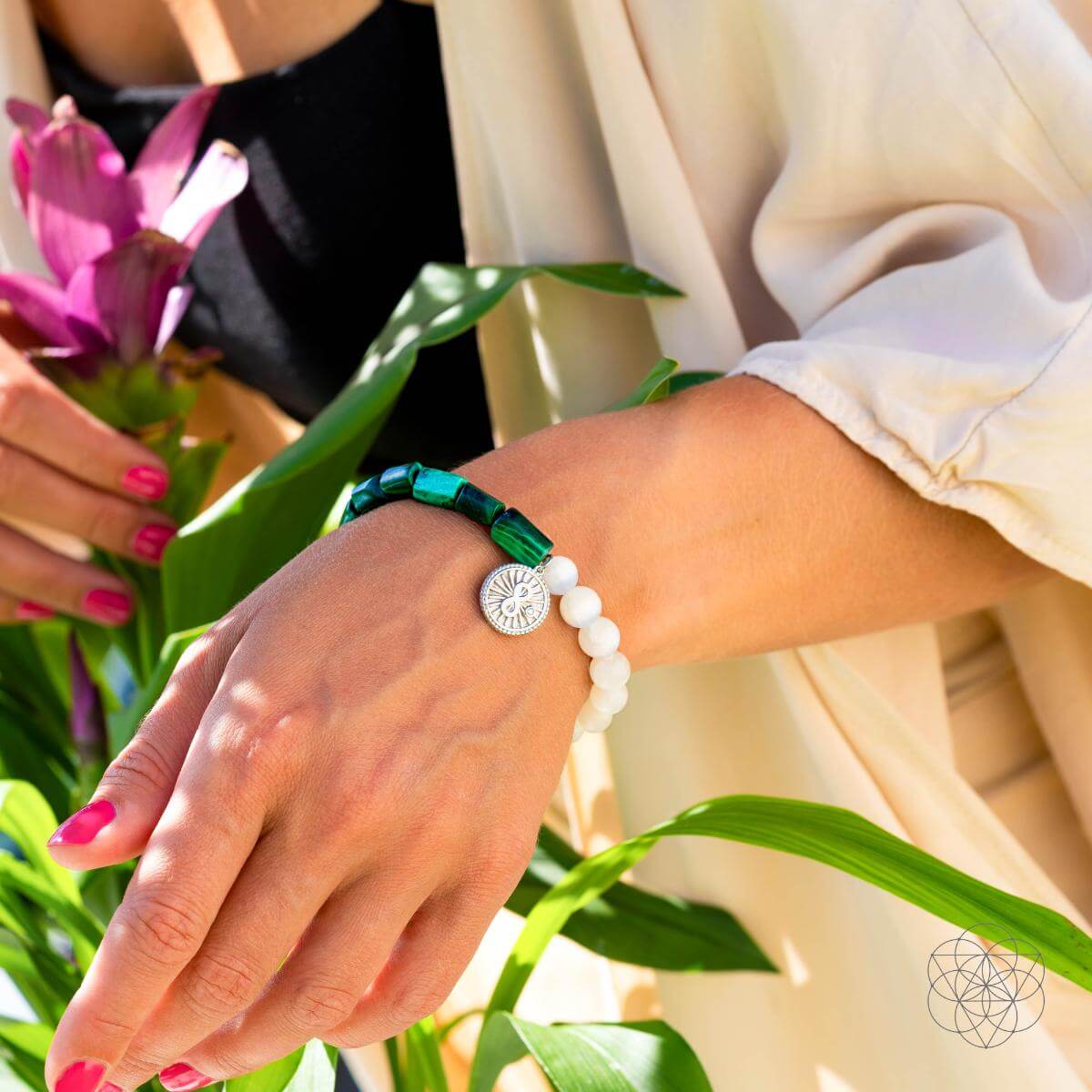 Infinite Triumph - Malachite & Selenite Success Bracelet by Conscious Items at Shirley Shoppe