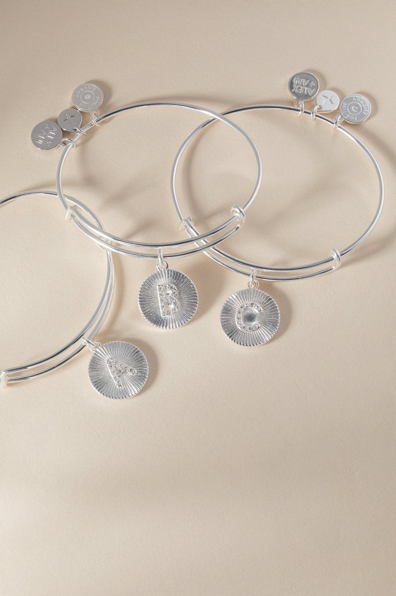 Initial A Pave Starburst Texture Bangle by ALEX AND ANI at Shirley Shoppe