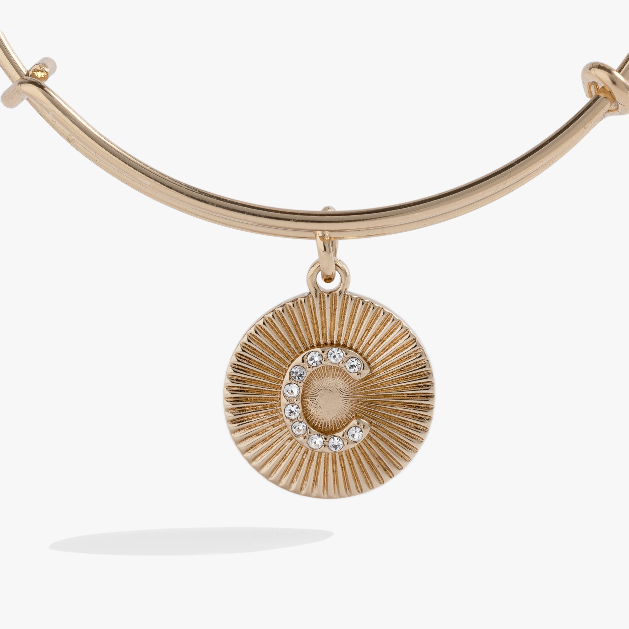 Initial C Pave Starburst Texture Bangle by ALEX AND ANI at Shirley Shoppe