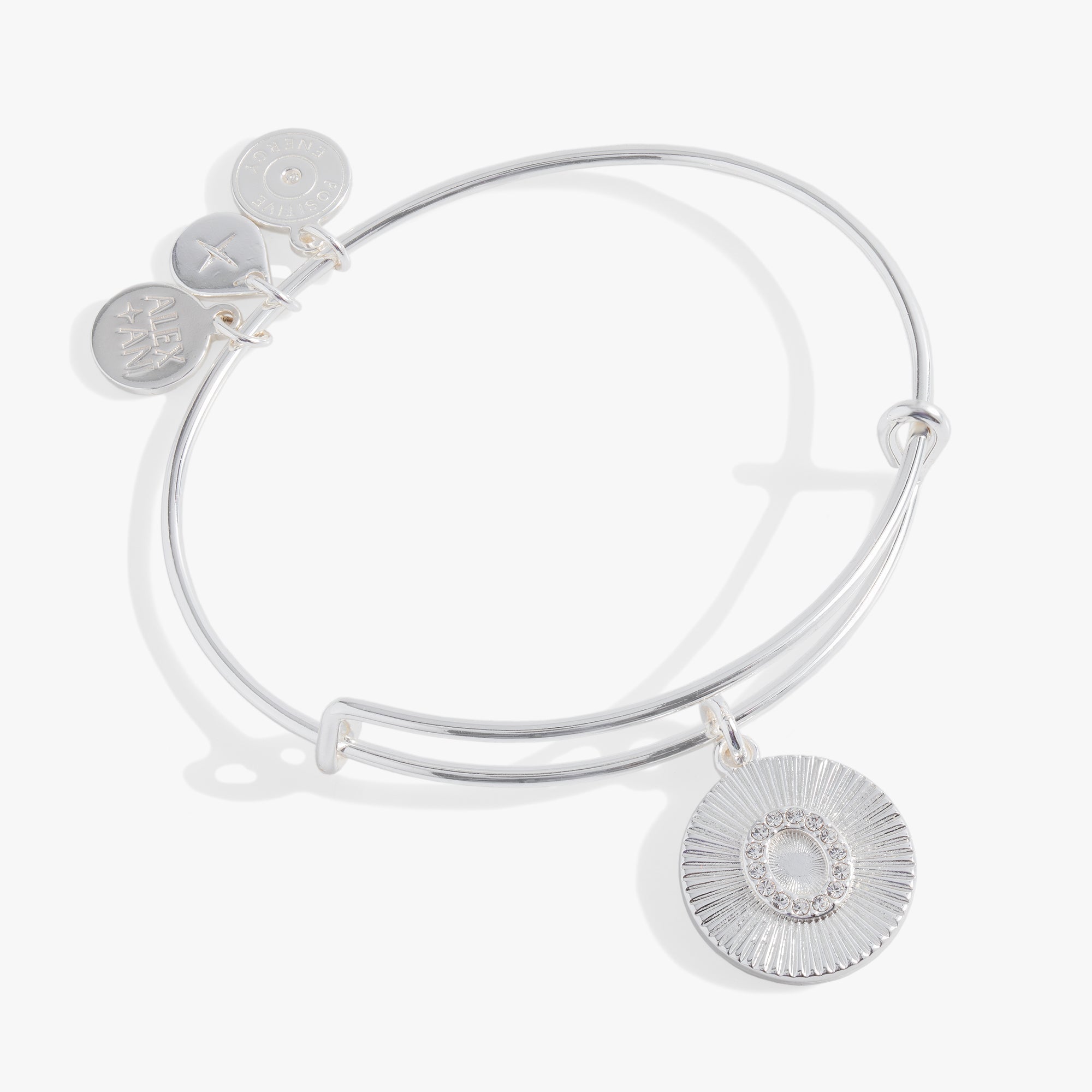 Initial O Pave Starburst Texture Bangle by ALEX AND ANI at Shirley Shoppe