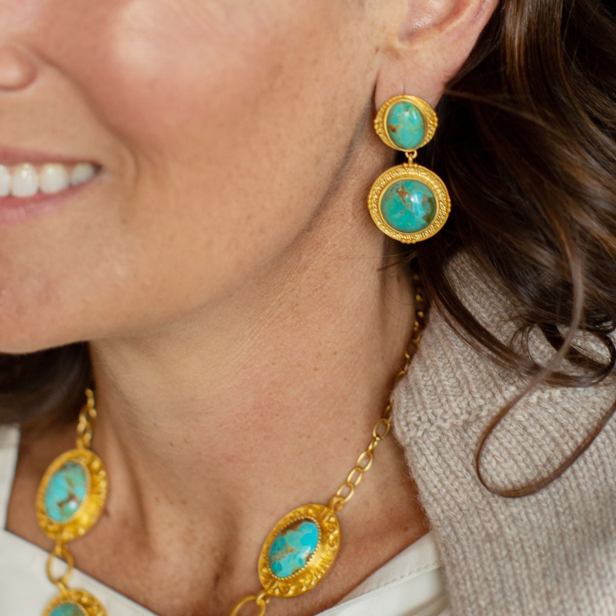 Island Hopping Drop Earrings - Turquoise by Christina Greene at Shirley Shoppe