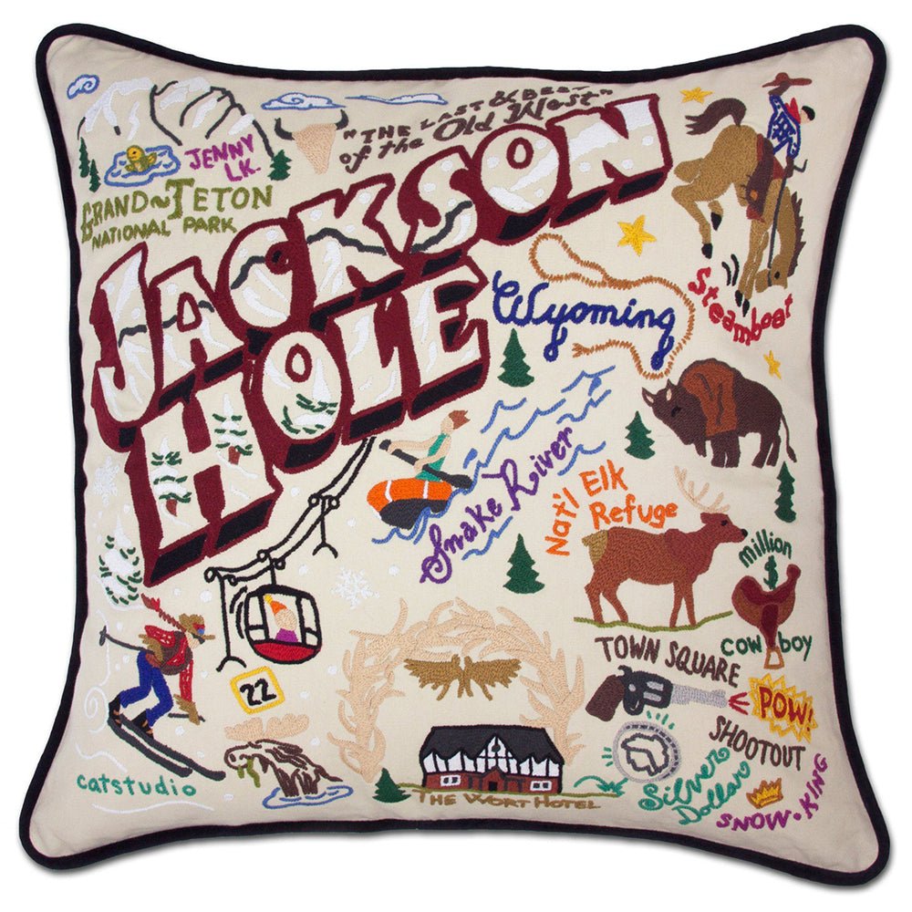 Jackson Hole Hand - Embroidered Pillow by Quirks! at Shirley Shoppe