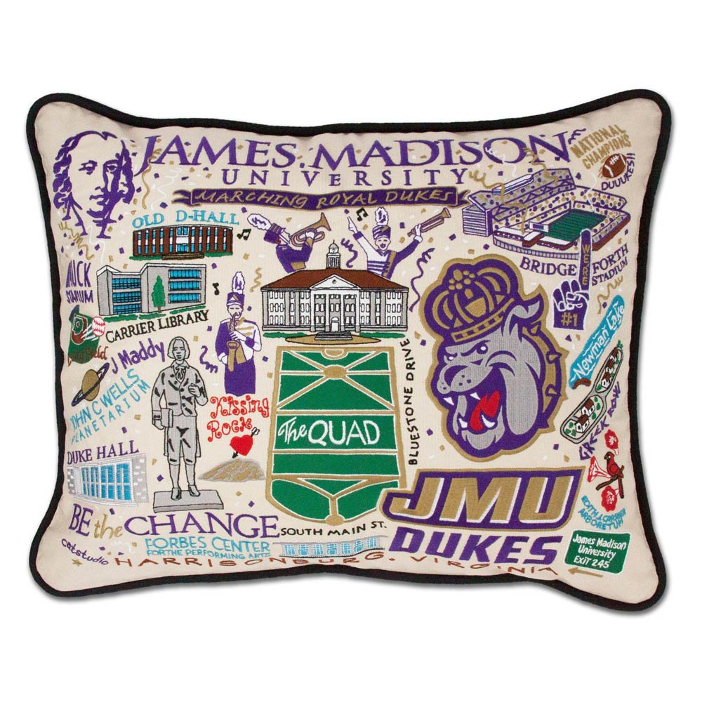 James Madison University Collegiate Embroidered Pillow by CatStudio by Quirks! at Shirley Shoppe